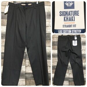 Dockers Signature Khaki Straight Fit Pants Men’s 38x30 Gray Lux Cotton Stretch